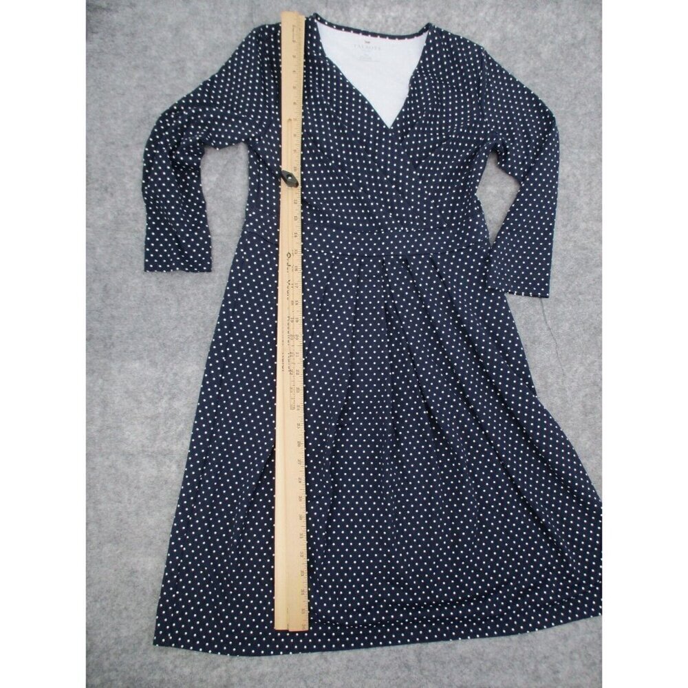 Talbots Womens Dress 10P Petites Blue Navy Polka Dot V Neck Nylon Stretchy Knit - Picture 10 of 16